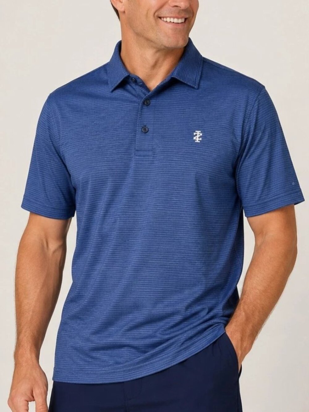 IZOD Golf Polo Shirt Men's Blue Striped Performance Short Sleeve Golf Shirt - 2X